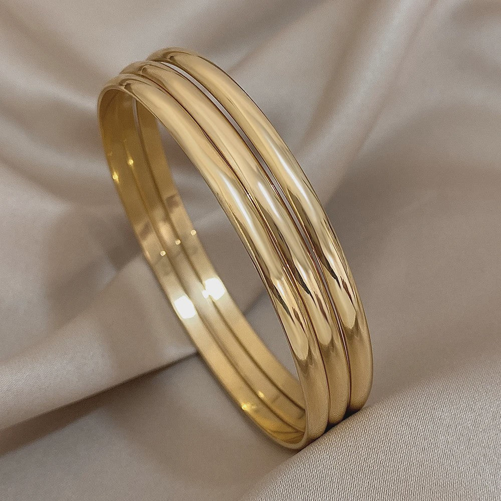 Set van 3 Gouden Bangle Armbanden - 18K Verguld Roestvrij Staal