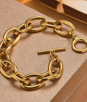 Gouden Chunky Schakelarmband met OT Sluiting - Roestvrij Staal, Aanslagvrij