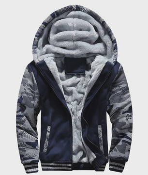 Warme Heren Winterjas met Camouflageprint en Fleece Voering - Casual Hooded Jacket