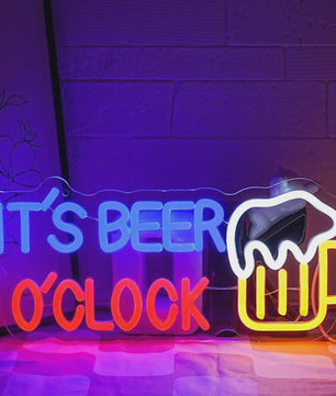 LED Neon Sfeerlicht 'It's Beer O'Clock' - Bar, Garage & Man Cave Decoratie