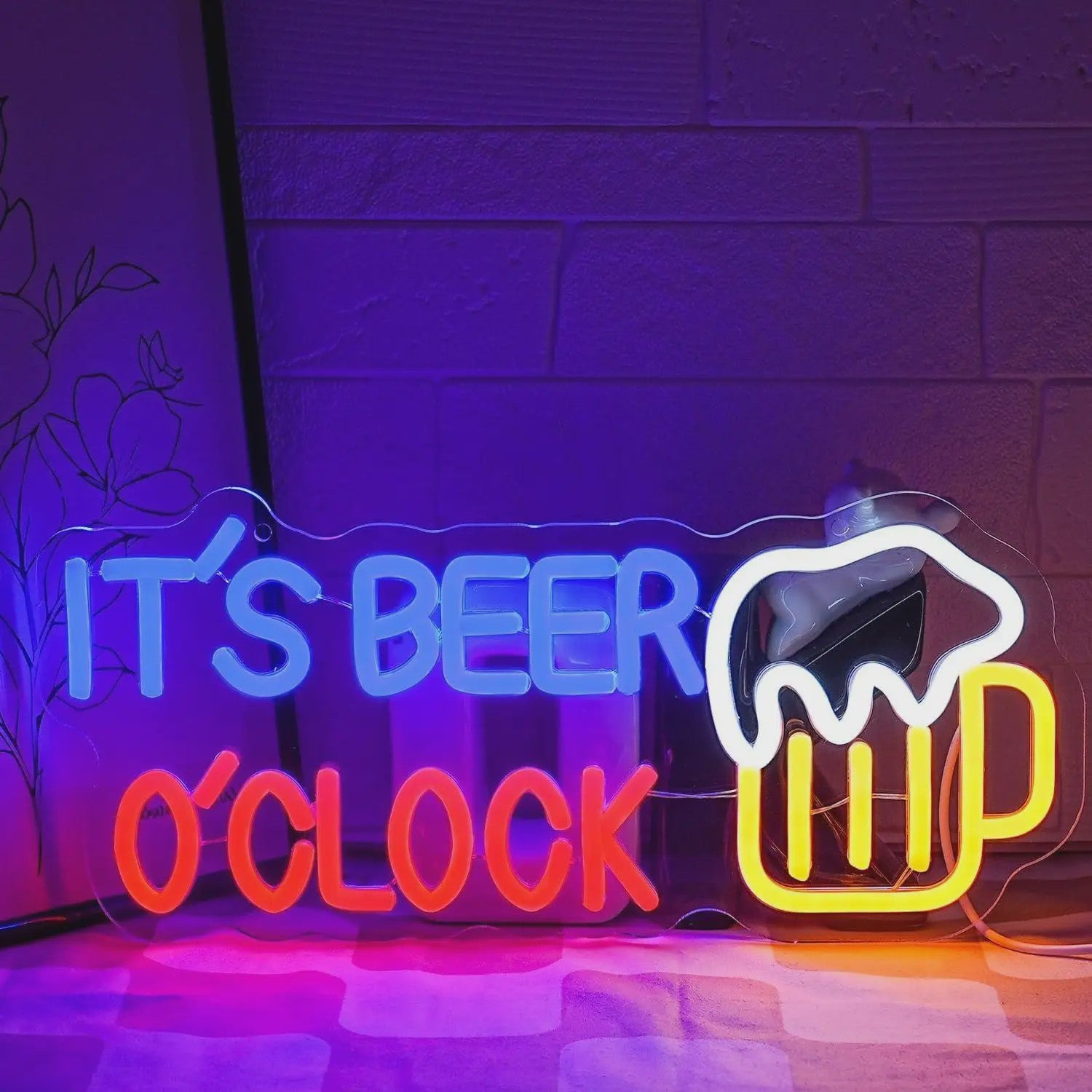 LED Neon Sfeerlicht 'It's Beer O'Clock' - Bar, Garage & Man Cave Decoratie