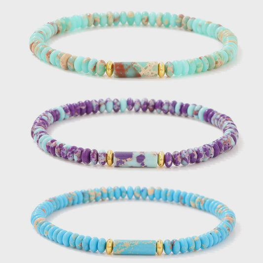 Natuurstenen Kralen Armbanden - Picasso Jasper & Zee Sediment Turquoise