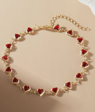 Vintage Boho Ankelbandje met Hartjes & Kristallen - Kleurrijk Zomer Sieraden voor Dames