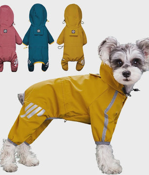 Waterdichte Hond Regenjas met Reflecterende Strepen - Jumpsuit voor Kleine & Middelgrote Honden