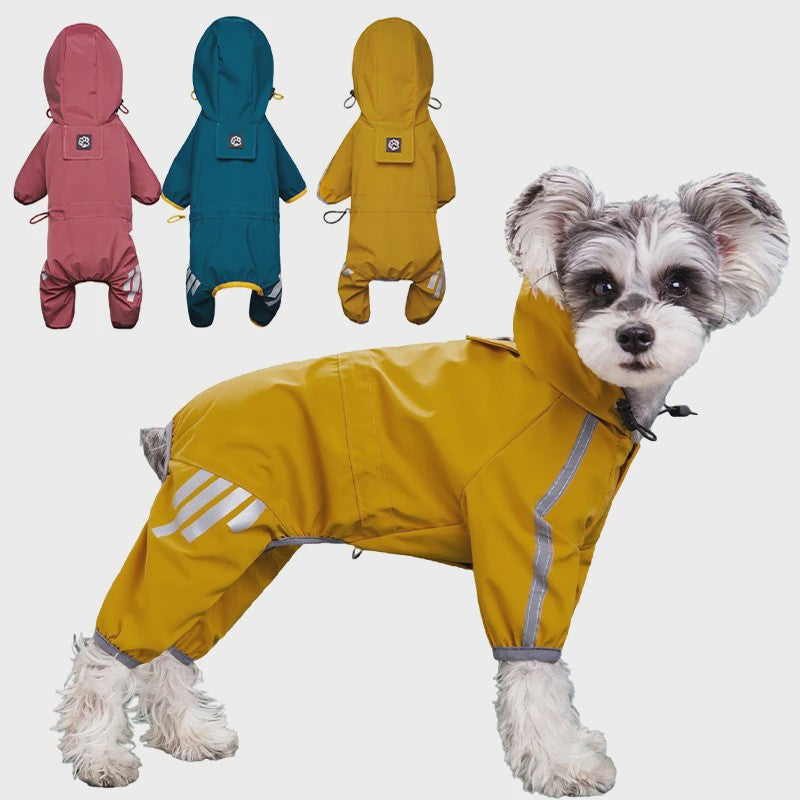 Waterdichte Hond Regenjas met Reflecterende Strepen - Jumpsuit voor Kleine & Middelgrote Honden