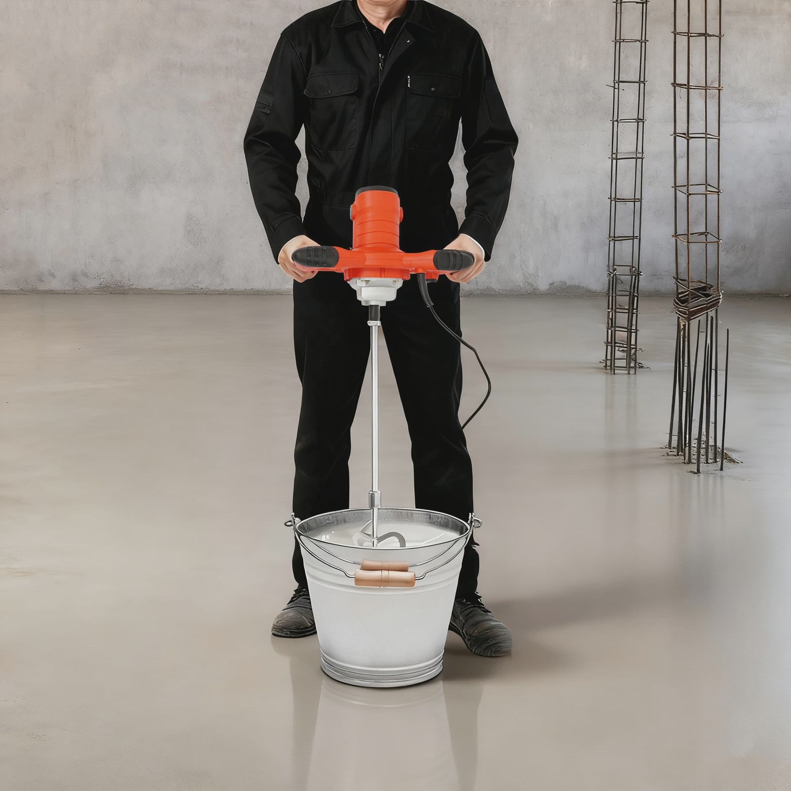 Krachtige Elektrische Betonmolen 1500W - 6 Snelheden, Draagbaar & Handheld voor Cement, Mortel & Gips