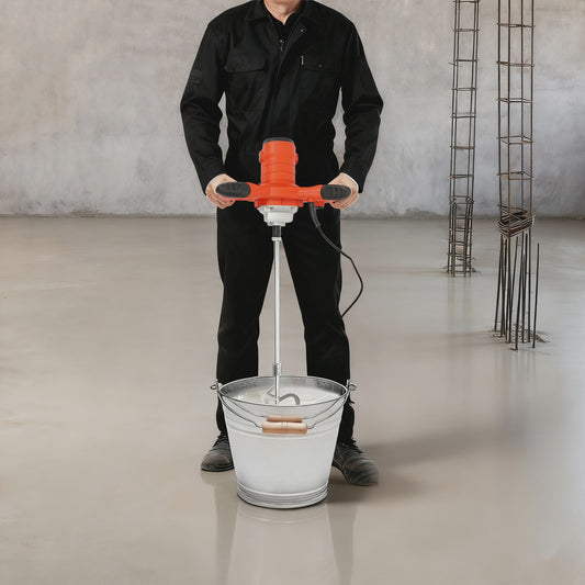Krachtige Elektrische Betonmolen 1500W - 6 Snelheden, Draagbaar & Handheld voor Cement, Mortel & Gips