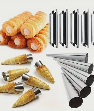 Set van 5 RVS Gebak Hoorns - Voor Croissants, Gebak & Dessert