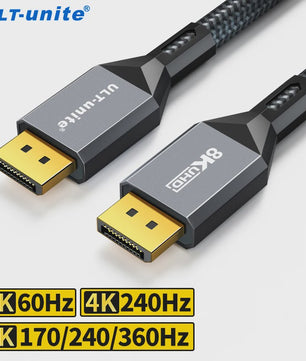 8K DisplayPort 1.4 Kabel - VESA Gecertificeerd voor Gaming, 8K60Hz, 4K240Hz, 2K360Hz