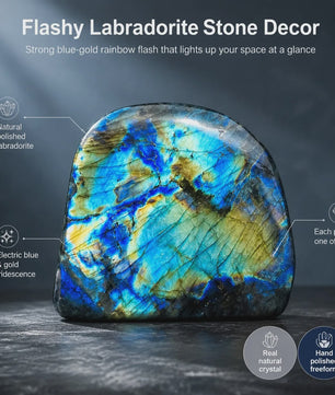 Unieke Labradoriet Kristal Decoratie - Natuurlijke Vorm, Blauw & Goud Sparkle