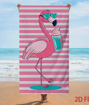 Flamingo Strandlaken - Sneldrogend Katoen met Roze Strepen