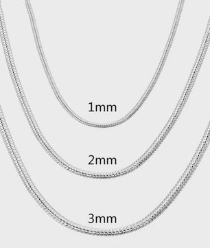 Zilveren Slangenhalsketting 925 Sterling Zilver - 45-60cm, 1-3mm Dik - Voor Heren & Dames - Perfect voor Hangers