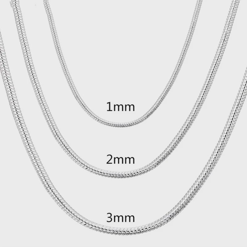 Zilveren Slangenhalsketting 925 Sterling Zilver - 45-60cm, 1-3mm Dik - Voor Heren & Dames - Perfect voor Hangers