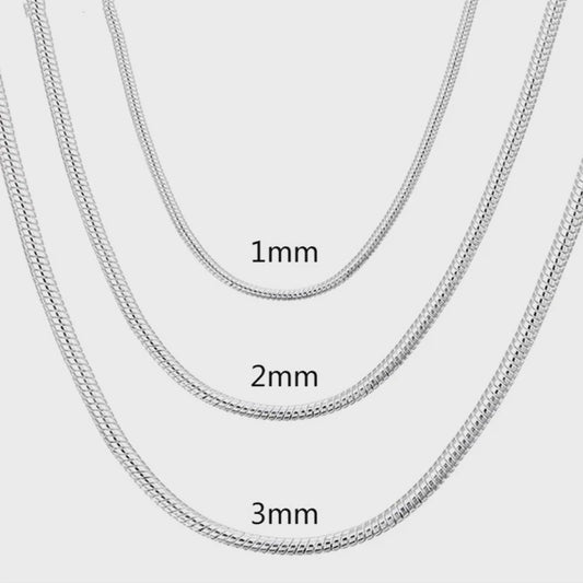 Zilveren Slangenhalsketting 925 Sterling Zilver - 45-60cm, 1-3mm Dik - Voor Heren & Dames - Perfect voor Hangers