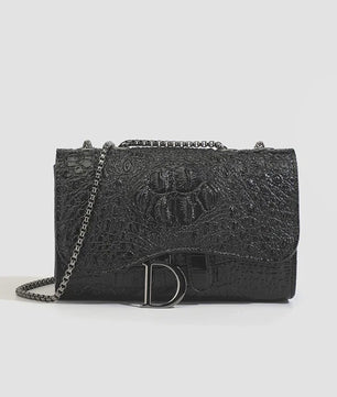 Chique Dames Croco Print Tas met Paillettenketting - Crossbody & Schoudertas voor Avondfeesten