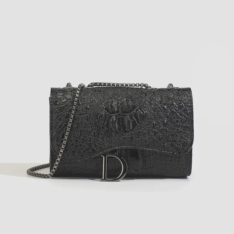 Chique Dames Croco Print Tas met Paillettenketting - Crossbody & Schoudertas voor Avondfeesten
