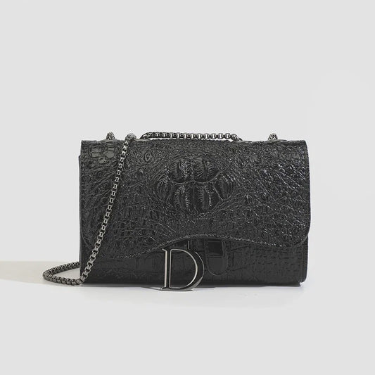 Chique Dames Croco Print Tas met Paillettenketting - Crossbody & Schoudertas voor Avondfeesten