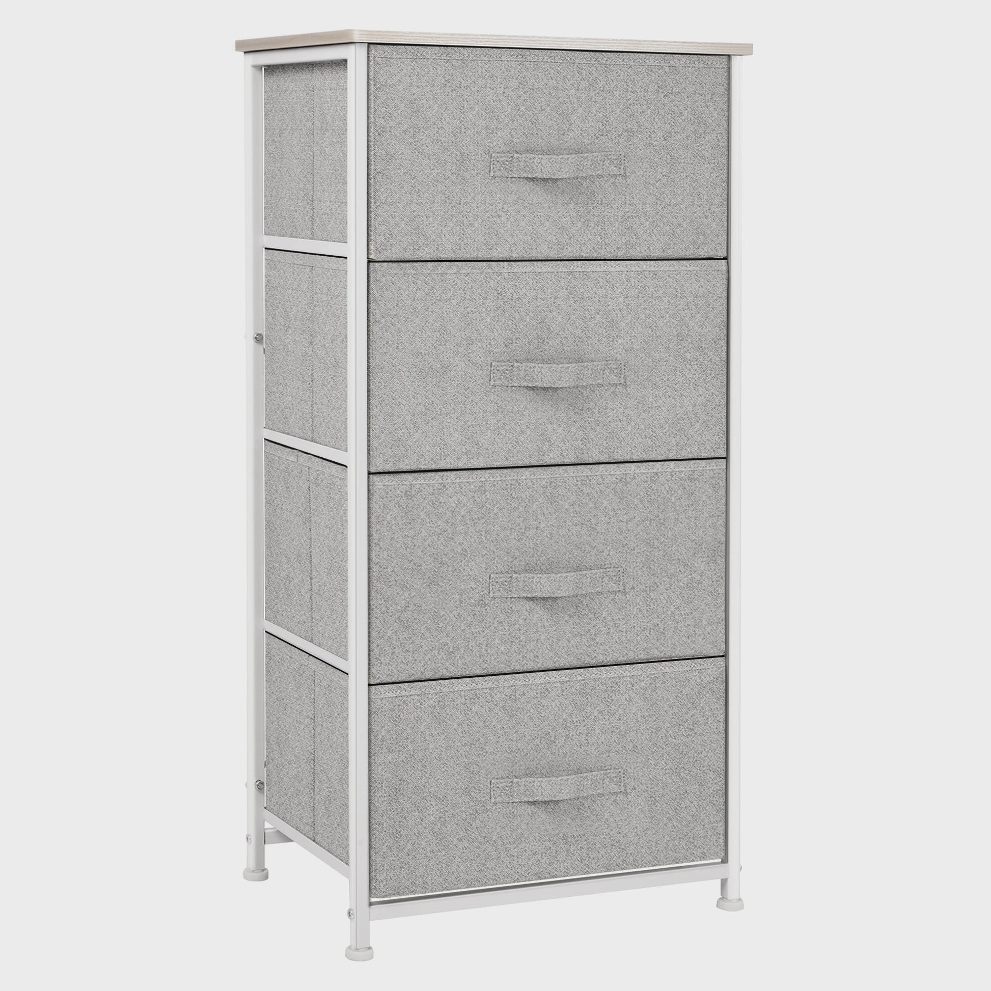 HOMCOM Ladekast met 4 Stoffen Laden en Metalen Frame - 45x30x92 cm
