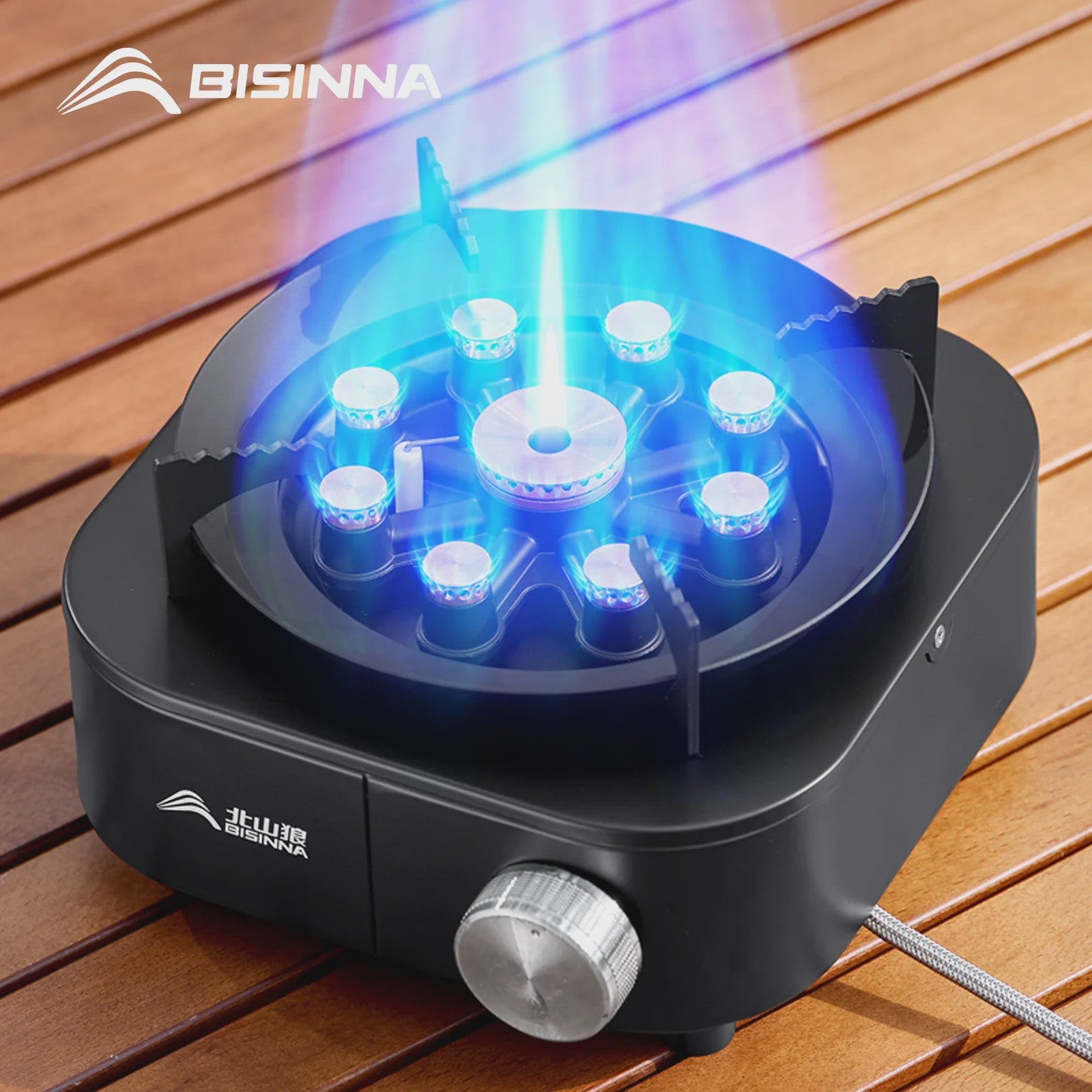 BISINNA Draagbare Camping Gasbrander 10000W - Krachtige Vlam voor Buiten Koken & Barbecue