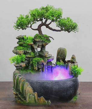 Desktop Waterval Fontein met LED Verlichting & Vernevelaar - Feng Shui Bureau Decoratie