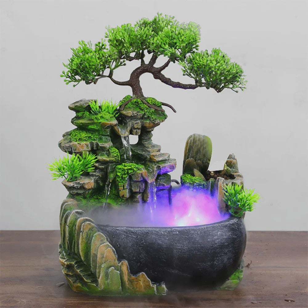 Desktop Waterval Fontein met LED Verlichting & Vernevelaar - Feng Shui Bureau Decoratie