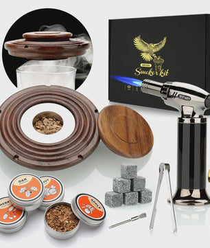 Cocktail Smoker Kit: Rook Aroma met Brandertje, Houtchips & Whiskey Stenen