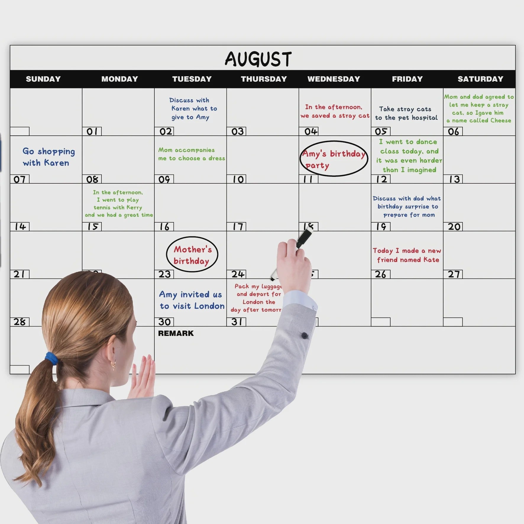 Extra Grote Herschrijfbare Wandkalender Poster - Maandplanner 100x65cm