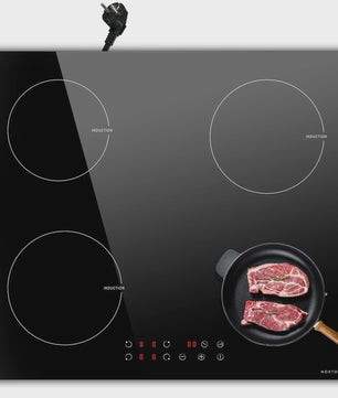 NOXTON 60cm Inbouw Inductie Kookplaat - 4 Zones, Touch Control, Veiligheidsslot & Timer - Zwart
