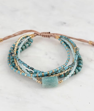 Bohemian Turquoise Kralen Armbanden Set - Multi-Layer Boho Stijl