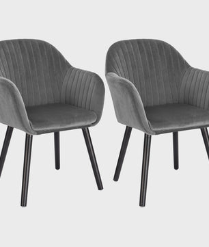 Set van 2 fluwelen eetkamerstoelen met armleuningen en rugleuning - Stijlvol en comfortabel
