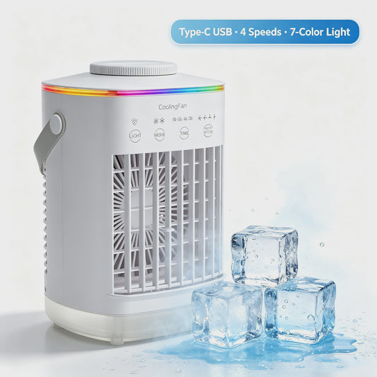 Draagbare Mini Air Cooler met Verneveling en LED Nachtlampje