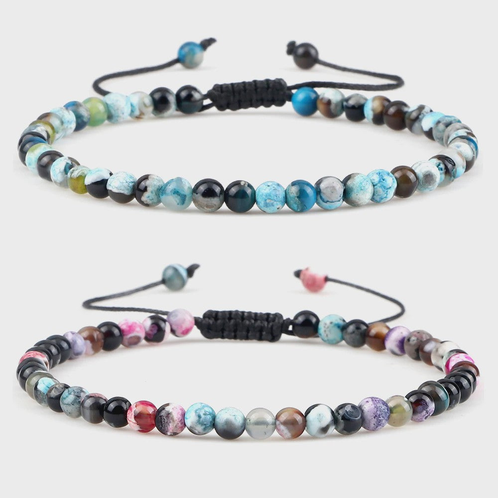 Natuurlijke 4mm Kralen Armbanden - Agate & Onyx - Yoga, Gebed & Stijlvol
