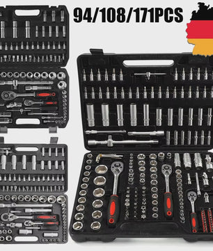 Professionele Ratel Sleutel Set - 1/4", 3/8", 1/2" - Compleet Gereedschap voor Auto Reparatie