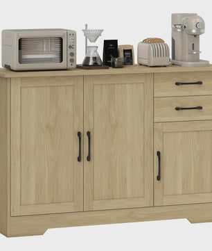 Modern Dressoir met 3 Deuren en 2 Lades - 120x38x79 cm - Natuurlijk Hout