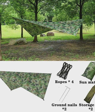 Waterdichte Camouflage Tarp 230x140cm - UV-bescherming, Regenkap & Schaduw voor Outdoor Avonturen