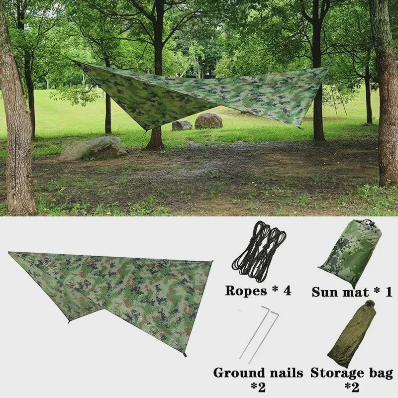 Waterdichte Camouflage Tarp 230x140cm - UV-bescherming, Regenkap & Schaduw voor Outdoor Avonturen
