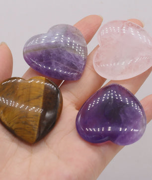 Natuursteen Hart Amethist & Rozenkwarts - 40mm Kristal Ornament