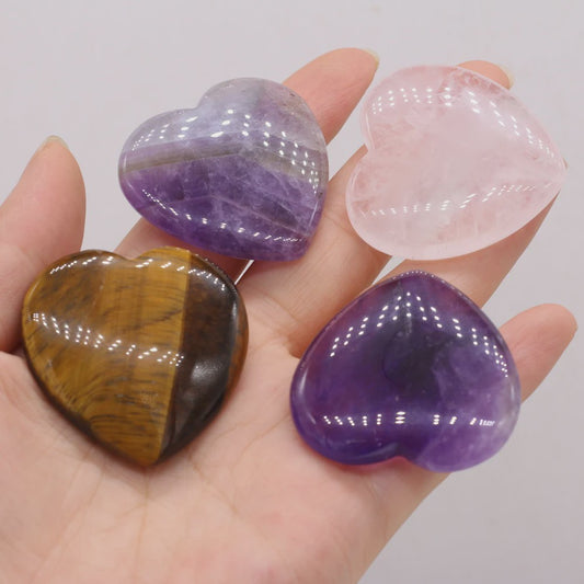 Natuursteen Hart Amethist & Rozenkwarts - 40mm Kristal Ornament