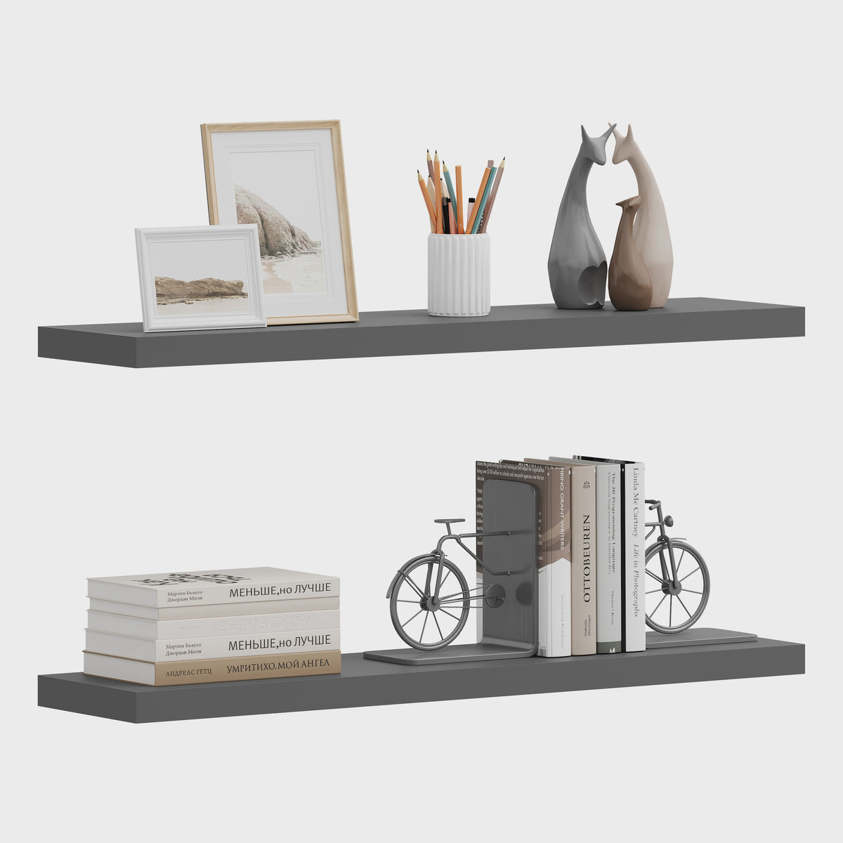 WOLTU Wandrek Houten Drijvende Planken - Stijlvolle Opbergoplossingen voor CD's, Boeken en Decoratie