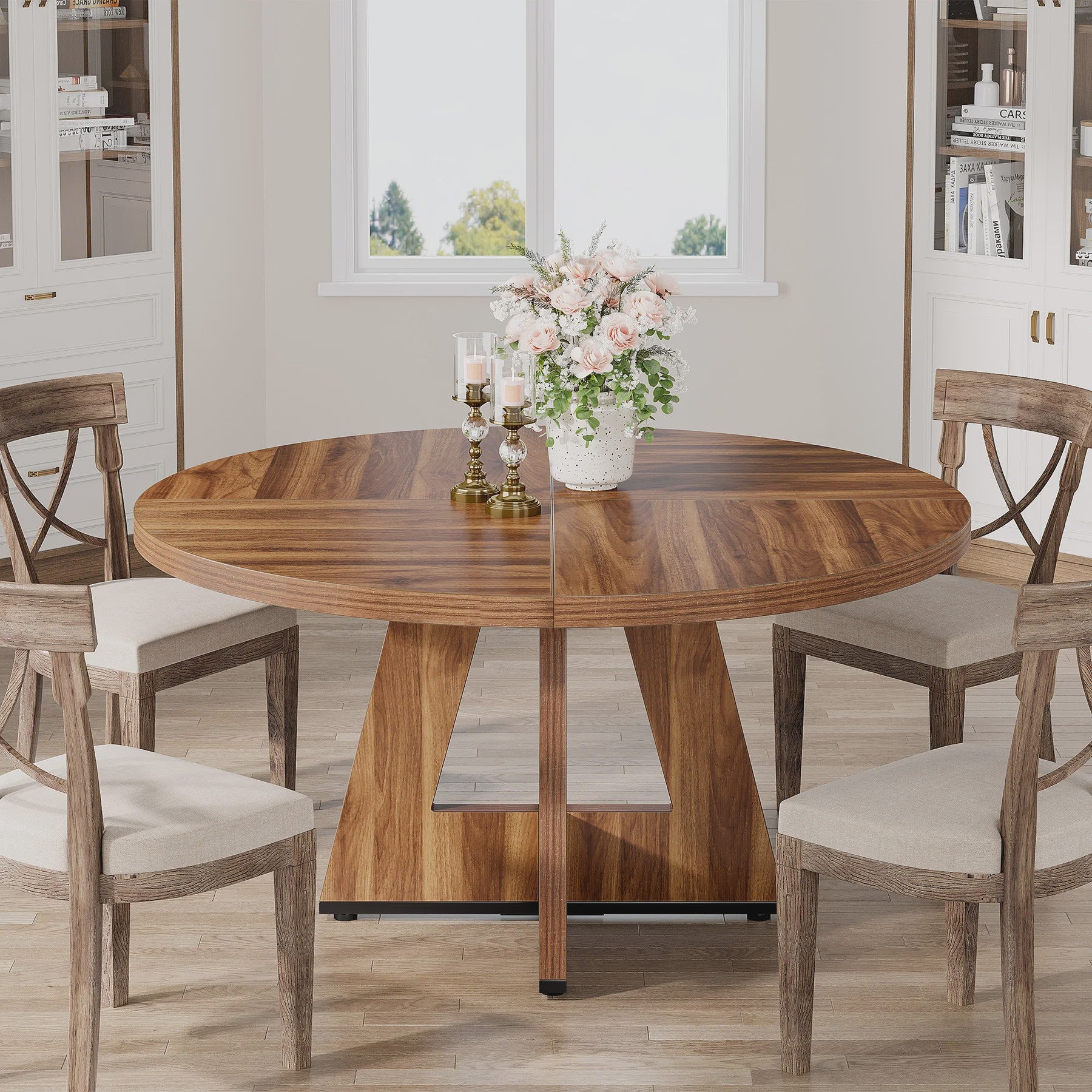 Ronde Eettafel voor 4 Personen - 47 Inch Boerenstijl Keukentafel