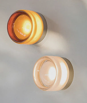 Moderne LED Wandlamp - Sfeervolle Amber & Smokey Grey Glas - Woonkamer, Hal, Studiekamer