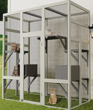 Grote Kattenren (Catio) 70'' - Waterdicht, UV-Beschermd, met Rustboxen en Platforms