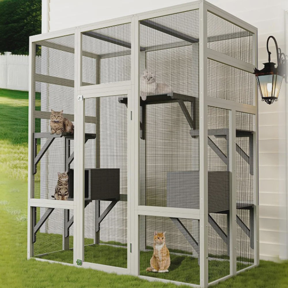 Grote Kattenren (Catio) 70'' - Waterdicht, UV-Beschermd, met Rustboxen en Platforms