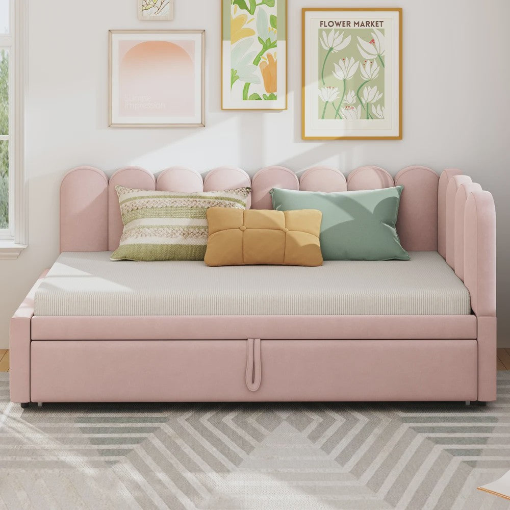 Multifunctionele Velours Sofa Bed met Uitschuifbaar Gastenbed - Ruimtebesparend Design