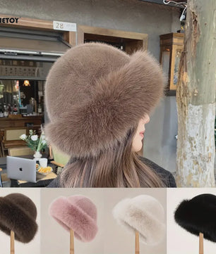 Dikke Pluche Warme Bontmuts voor Dames - Fluffy Winter Muts voor Koude Dagen