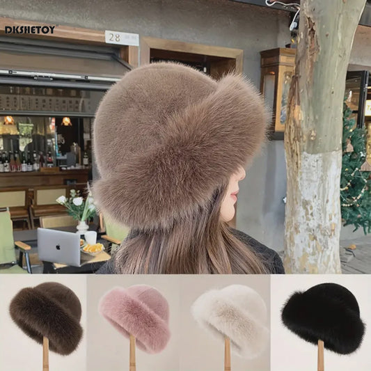 Dikke Pluche Warme Bontmuts voor Dames - Fluffy Winter Muts voor Koude Dagen