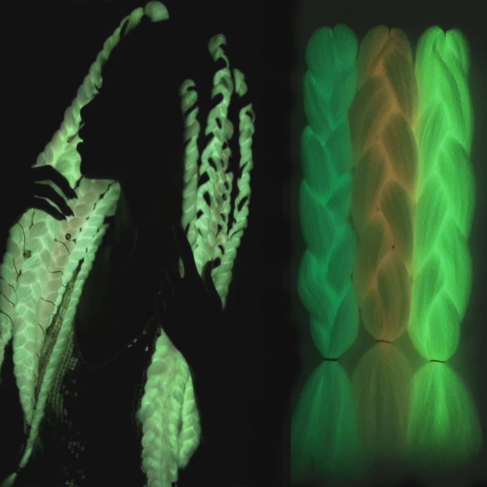 Neon Glow Braiding Hair Extensions - 24 Inch Jumbo Braid - Lichtgevende Kleuren