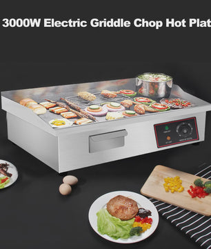 3000W Elektrische Bakplaat - RVS Grillplaat met Lade voor Buiten Koken