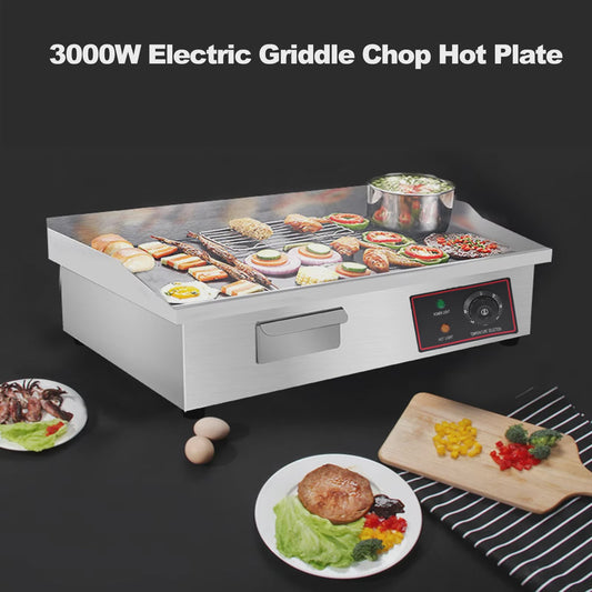 3000W Elektrische Bakplaat - RVS Grillplaat met Lade voor Buiten Koken