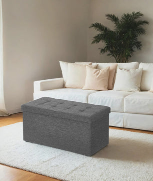 Songmics Opbergbank met Klapdeksel - 76x38x38 cm - Grijze Linnenlook - Multifunctioneel Zitmeubel